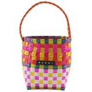 二手MARNI Pod Woven Bucket 手提包，單手柄，M00332 M00IW，聚丙烯，橙色/多色，敞口，女士包。