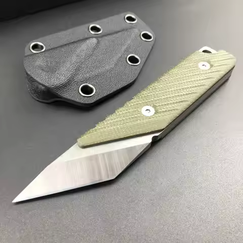 TRSKT 14C28N Pocket Neck Knife,4.5mm Thick Small Knife,Unboxing Knives,Edc Tool Flax Handle Kydex Dr