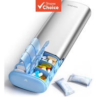 Vaydeer Metal 7 Day Pill Organizer AM PM Weekly Travel Pill  Box  Airtight Moisture Proof Large Capa