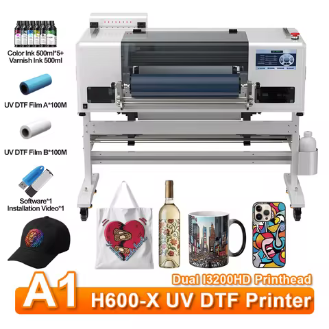 A1 UV DTF Printer Dual Head i3200 Printer Impresora Transfer Printing Machine Sticker Printer for T-