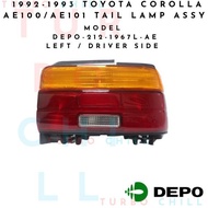 1992-1993 TOYOTA COROLLA AE100/AE101 TAIL LAMP ASSY ECE DEPO-212-1967L-AE LEFT / DRIVER SIDE