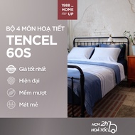 Bedding Set 4 Piece 100% Tencel 60S High Quality Simple Pattern - 1988 Home Up, Silk Bed Sheet Set B