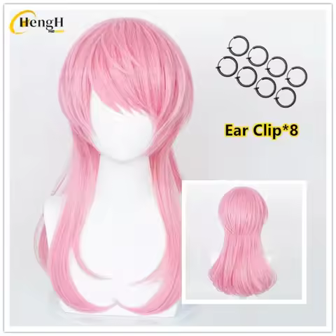 In Stock Anime Synthetic Sanzu Haruchiyo Cosplay Wig Long 56cm Pink Wig And Ear Clips Heat Resistant