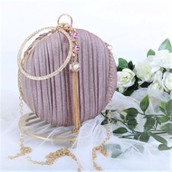 TAS PESTA WANITA KONDANGAN IMPORT TERBARU MEWAH MURAH KRISTAL KAIN SATIN ROUND BULAT WISUDA MAC 82 H