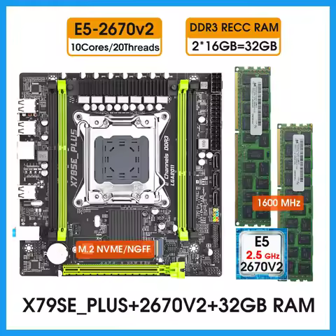 X79 Motherboard Kit with xeon E5 2670 V2 Processor And 2*16G= 32GB DDR3 REG Memory LGA2011 NVME M.2 