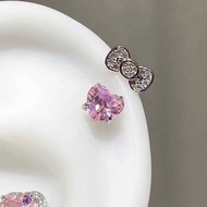 316L Cute Bow Love Heart Earrings Stainless Steel Round For Women Y2K Punk