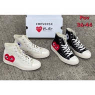 รองเท้า COMME Des GARCONS PLAY x Converse Chuck Taylor รองเท้าหุ้มข้อ สินค้าพร้อมกล่อง   ขาวหุ้มข้อ 37