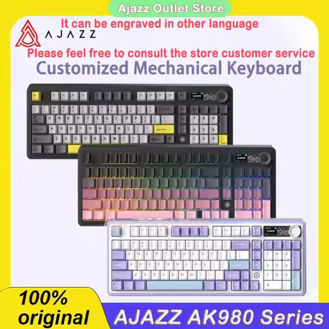 AJAZZ AK980 Series RGB Wireless Mechanical / Wired Magnetic Switches Hot-swappable PBT Keycaps, Low-