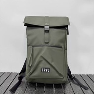 美國 TRVL 軍綠色防潑水尼龍布 單扣型 背囊