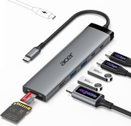 Acer ฮับ8ใน1 USB C 10Gbps USBC ไปยังหัวแปลงสัญญาณ HDMI 4K 60Hz 2 × USB-C 3.2 2 ×USB A การถ่ายโอนข้อม