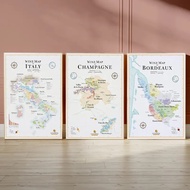 Spain wine map, Italy wine map, Bordeaux France wine map, canvas painting, wall poster, art prints, 