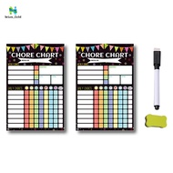 2PCS Magnetic Planning Reward Chart for Teenagers Daily Weekly Dry Erase Chores Chart for Refrigerat