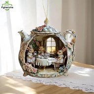 Easter Home Decor Items Rabbit In Teacup Warm Home 2d Acrylic Pendant Bapa Pendant Car