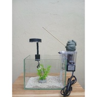 (SH) Combo mini desktop fish tank small size 20X15X20cm, betta fish tank GRINDING EDGES TO EAT WHOLE