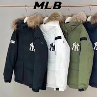 MLB NY Original Feather Collar Hooded Down Jacket Thickened Warm Down Jacket Couple Down Jacket Winter Jacket