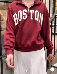 หลวม Fit ปกโปโล เสื้อสเว็ตเชิ้ต ผู้หญิง ชิคาโกปักลายตัวอักษร OOTD BM ลำลอง แจ๊กเก็ต ฤดูใบไม้ร่วง ผ้า