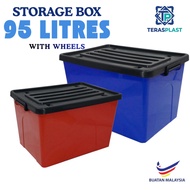 95L Storage Box With Wheel Wheel Bekas Simpanan Dengan Roda Kotak Simpanan Plastik 95 Liter 95 Litre