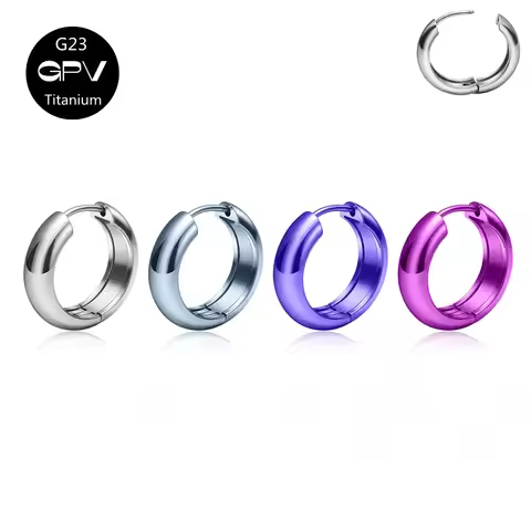 ASTM G23 Titanium Circle Earrings Anodized Multiple Colors Classic Women's Perforated Jewelry Earrin
