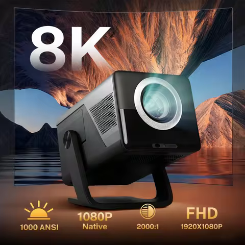 8K Support Ultra High Definition Projector with Android 14 OS, Native1080P 1000ANSI Built-in Apps, A