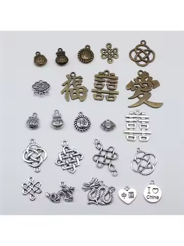 10pcs Chinese Character Ai Charms For Jewelry Making Chinese Style Knot Dragon Charms Chinese Charac