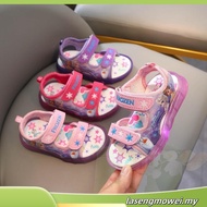 Girl's Sandals LED Elsa Sandals Disney Cartoon Sandals Kids Slippers Shoes Elsa Sofia Sandals Size 2