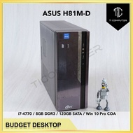 ASUS H81M-D Intel i7-4770 8GB DDR3 RAM 120GB SATA SSD Win 10 Pro Refurbished Custom PC (Used Conditi