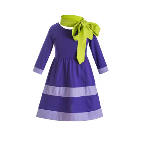 Girls Daphne Blake Dress Costume Skater Halloween Women Cosplay Fitted Skirt Outfit kids Daphne, Vel