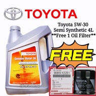 Toyota 5W30 Semi Synthetic 5W-30 Engine Oil 4L + FREE Toyota Oil Filter ( FOC ) YZZA1 YZZA6 YZZE1 YZ