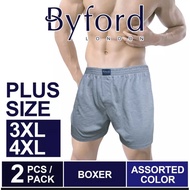 Ready stock(2 Pcs) Byford Men Boxer 100% Cotton Men Underwear Seluar Dalam Lelaki Boxer  Plus saiz 3