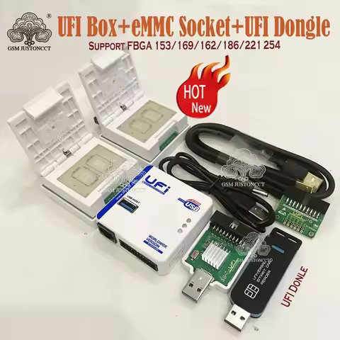 UFI Box full set /Ufi Box+UFI DONGLE+EMMC SOCKET Support FBGA 153/169/162/186/221/254 ful EMMC Servi