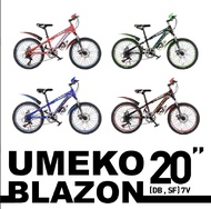 จักรยานเสือภูเขาเด็ก 20นิ้ว Umeko BLAZON เกียร์ 7 Speed ดิสเบรคหน้า-หลัง โช๊คหน้า (เหมาะสำหรับ6-12ขวบ)