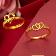 Romantic Love Gift Double Heart 916 Gold Ring Promise Love Ring for Her Gift