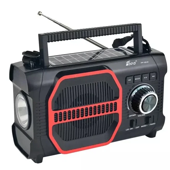 Ready Stock Fp-152-s Portable Fm Radio Speaker 18650 Battery Dc/Ac Usb Rechargeable Solar Powered Ra