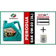Perodua SAE 0W20 API SN Fully Synthetic Engine Oil (3 Liter) For Myvi Axia Bezza Viva Kelisa