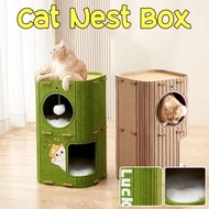 Cat Nest Box Multi-layer Pet Cat House With Fluffy Ball Cat Bed Cat Half Enclosed House