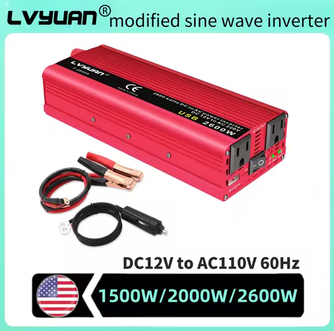 1500W/2000W/2600W Car Inverter DC12V AC110V Power Inversor Portable Outdoor Charger Adapter For Phon