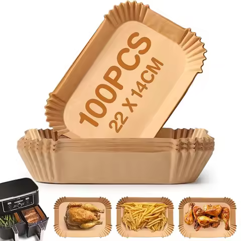 Rectangular Air Fryer Baking Paper for Ninja AF300EU AF400EU Non-stick Disposable Paper Liners Dual 