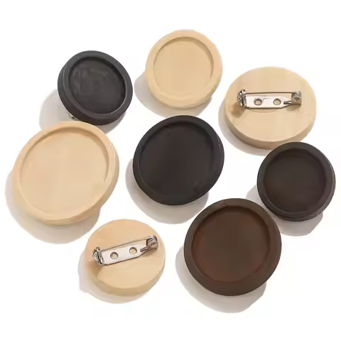 10pcs 20-40mm Wood Brooch Blank Base Cabochon Cameo Settings Bezel DIY Jewelry Brooch Blank Tray Mak