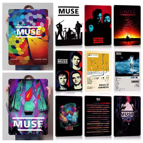 Muse Music Tinplate Posters Customizable Wall Art Retro Vintage Metal Signs for Fans Modern Home Dec