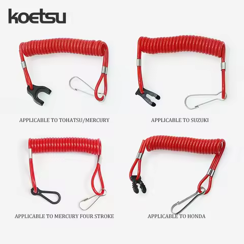 KOETSU Outboard Motor Flameout Lanyard, Stop Flameout Switch Suitable For Suzuki Tohatsu Mercury Out