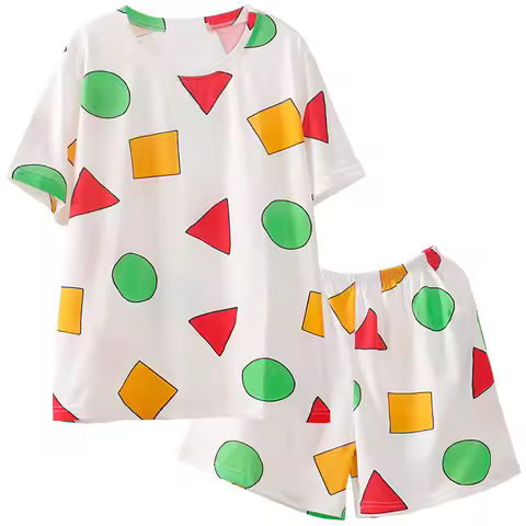 Pijama Sin Chan Pajama Man Summer Woman Pajamas for Couples Short Sleeve Sets Sleepwear Women Cotton