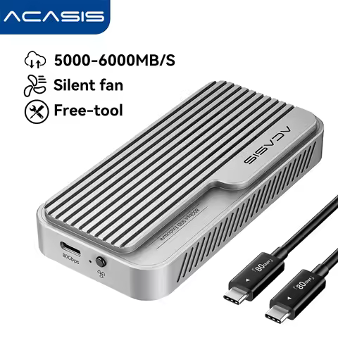Acasis 80Gbps M.2 NVMe SSD Enclosure Compatible with Thunderbolt 3/4/5 USB 3.2 Gen 2 JHL9480 RTL9210