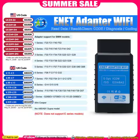 WiFi ENET Adapter For MHD/BimmerCode/BimmerLink OBD2 Adapter For F/G/I/Mini Serie ENET WiFi Coding A
