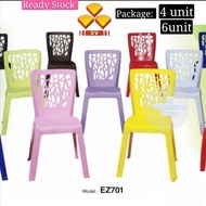KT 4unit 6 unit 3V High Quality Stackable Dining Plastic Chair kerusi plastik bangku plastic  Ez-701