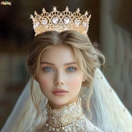FENGHE Princess Rhinestone Tiara, Vintage Shiny Baroque Crown, Trendy Elegant Round Hair Ornaments A