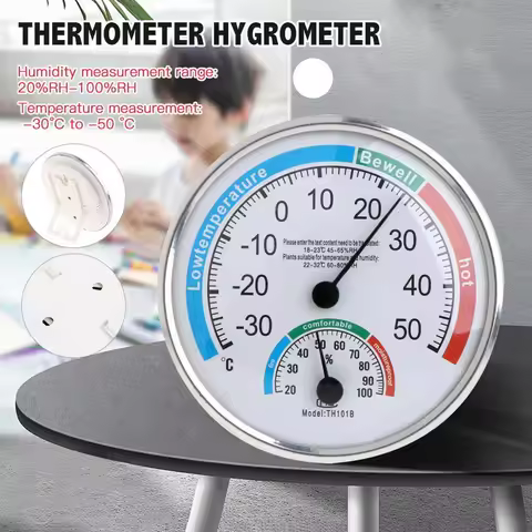 1pc Thermo-hygrometer Thermo Analogue Humidity Room Climate Control Inside For Office Restaurant Hot