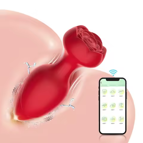 Wireless Application Remote Control Full Package Gel Rose Silicone Anal Plug Masturbator Wiggle Anal