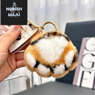 MiniUtensilAndTools Big Cat  Keychain, Rabbit Fur|Tail Plush Doll Pendant, Real Stuffed Animal