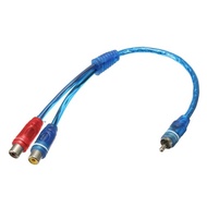 Car RCA 1 Male To 2 Female Splitter Stereo Audio Y Adapter Cable Wire Connector