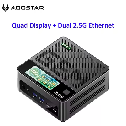 AOOSTAR GEM12+Pro Mini PC AMD Ryzen 7 PRO8845HS Radeon 780M Dual NVMe Secondary Screen Fingerprint O